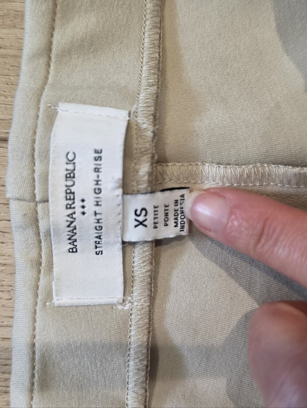 Banana Republic Straight High Rise Pants Women’s XS Petite Beige Stretch Career - Picture 3 of 4